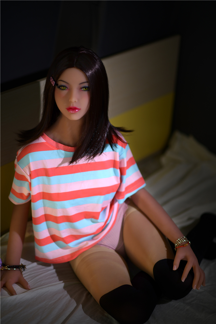 Free ship 158cm  new Tpe  sex doll full silicon tan skin color silicone sex dol